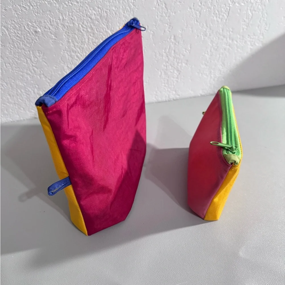 Handmade Water-Repellent Nylon Vacation Colorblock Go Pouch Solid Colored Set - Picture 6 of 16